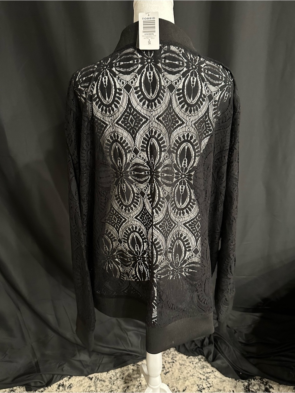 torrid Black Sheer Lace Bomber Jacket - Picture 4 of 9